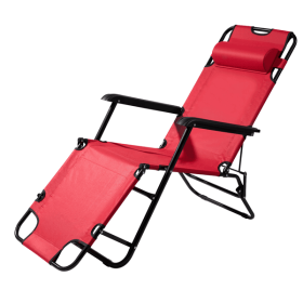 Portable Dual Purposes Extendable Folding Reclining Chair Red