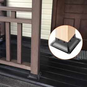 4x4 Post Base 4Pcs, Internal 3.6'x3.6' Heavy Duty Powder-Coated Steel Post Bracket Fit For Standard Wood Post Anchor, Decking Post Base For Deck (Option: Black)