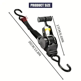 1pc Retractable Ratchet Strap, Self Retractable Tie Down Strap, 10ft Tensile Strength, 1500lbs Tensile Strength, Strong Black Heavy Duty Automati (Option: Blackroundhandle)