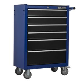 Tool Cabinet Tool Cart 24.2inch With Drawers And Wheels, Metal Rolling Tool Box Locked Drawers Storage Organizer Cabinet With Several Colour Avai (Option: Six Drawer and Blue)