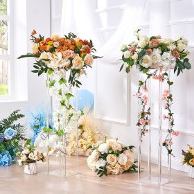 2PCS 31.5inch High Wedding Flower Stand, With Acrylic Laminate,Acrylic Vase Column Geometric Centerpiece Stands, Floral Display Rack For T-Stage (Option: Metallic)