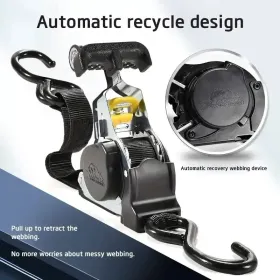 Ratchet Tie Down Straps - Auto Retractable Ratchet Straps Heavy Duty 1500lbs 4 Pack With S Hooks, For Securing Cargo Luggage Motorcycle Truck Boa (Option: White)