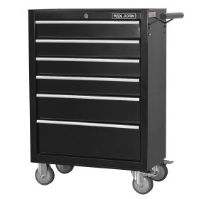 Tool Cabinet Tool Cart 24.2inch With Drawers And Wheels, Metal Rolling Tool Box Locked Drawers Storage Organizer Cabinet With Several Colour Avai (Option: Six Drawer and Black)
