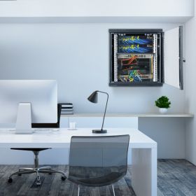 9U Wall Mount Network Server Cabinet, 15.5'' Deep, Server Rack Cabinet Enclosure, 200 Lbs Max. Ground-mounted Load Capacity, With Locking Glass D (Option: Black)