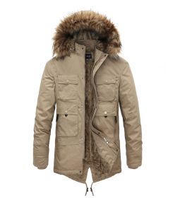 Men's Warm Parka Jacket Winter Snow Coat with Detachable Faux Fur Hood (size: S)