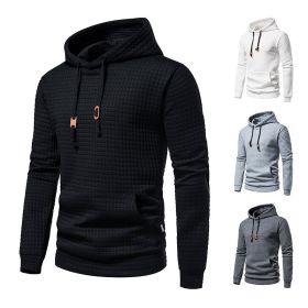 Mens Hoodies Pullover Long Sleeve Knit Hooded Sweatshirt (Color: Black, size: S)