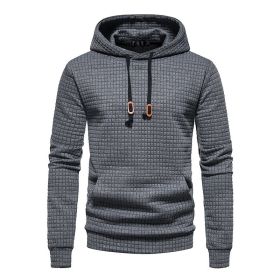 Mens Hoodies Pullover Long Sleeve Knit Hooded Sweatshirt (Color: dark grey, size: M)