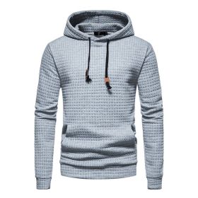 Mens Hoodies Pullover Long Sleeve Knit Hooded Sweatshirt (Color: light grey, size: M)