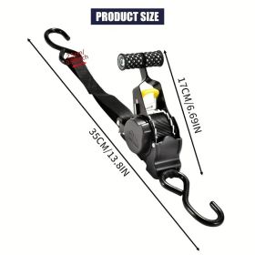 1pc Retractable Ratchet Strap, Self Retractable Tie Down Strap, 10ft Tensile Strength, 1500lbs Tensile Strength (Color: Black round handle)